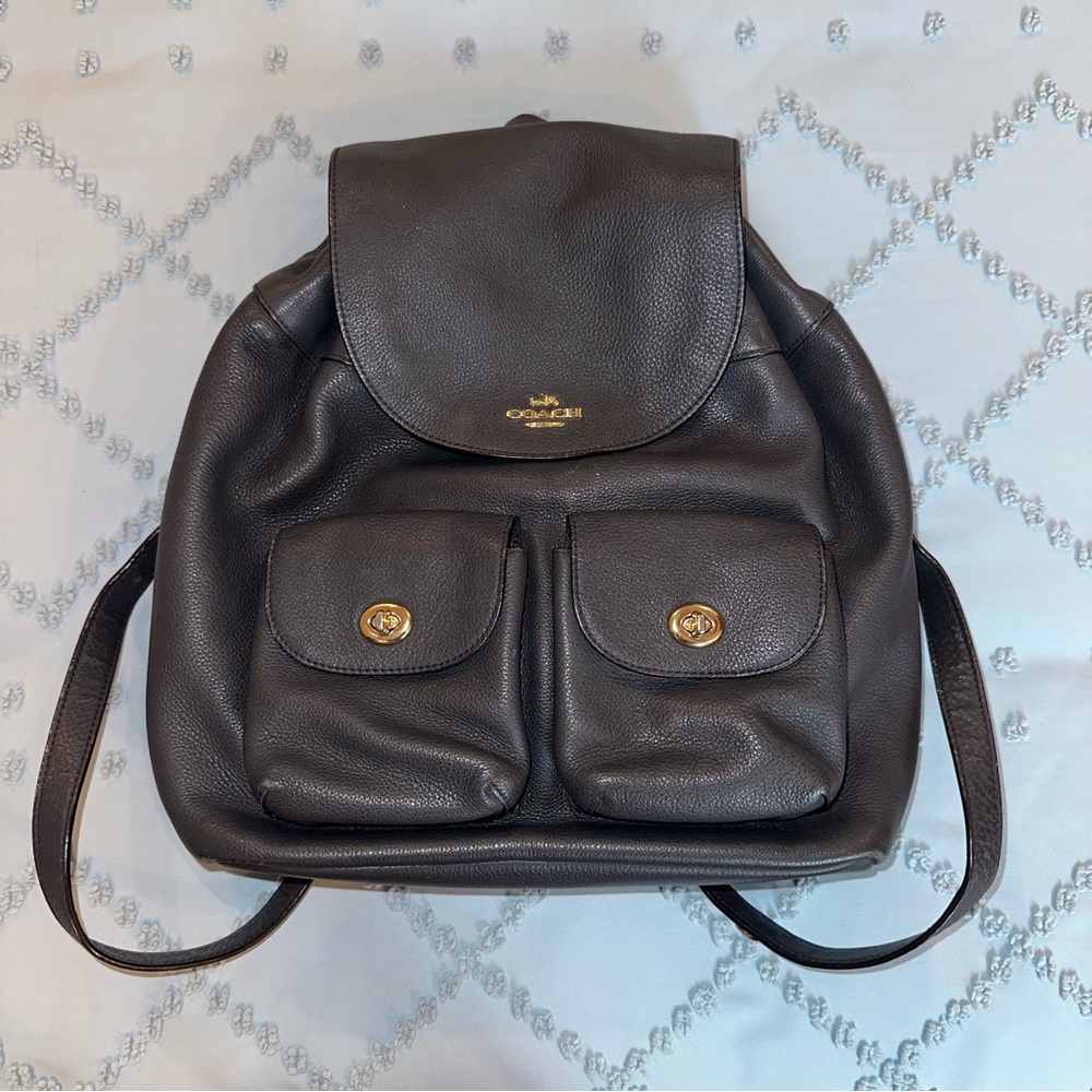 Coach Navy Leather Backpack